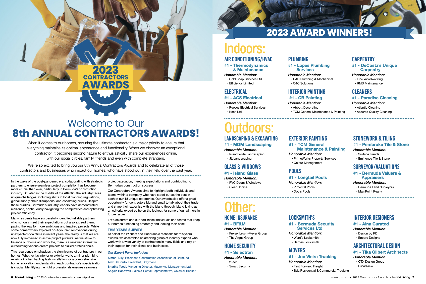 8th Annual Contractors Awards by Island Living, '2023 Award Winners.'