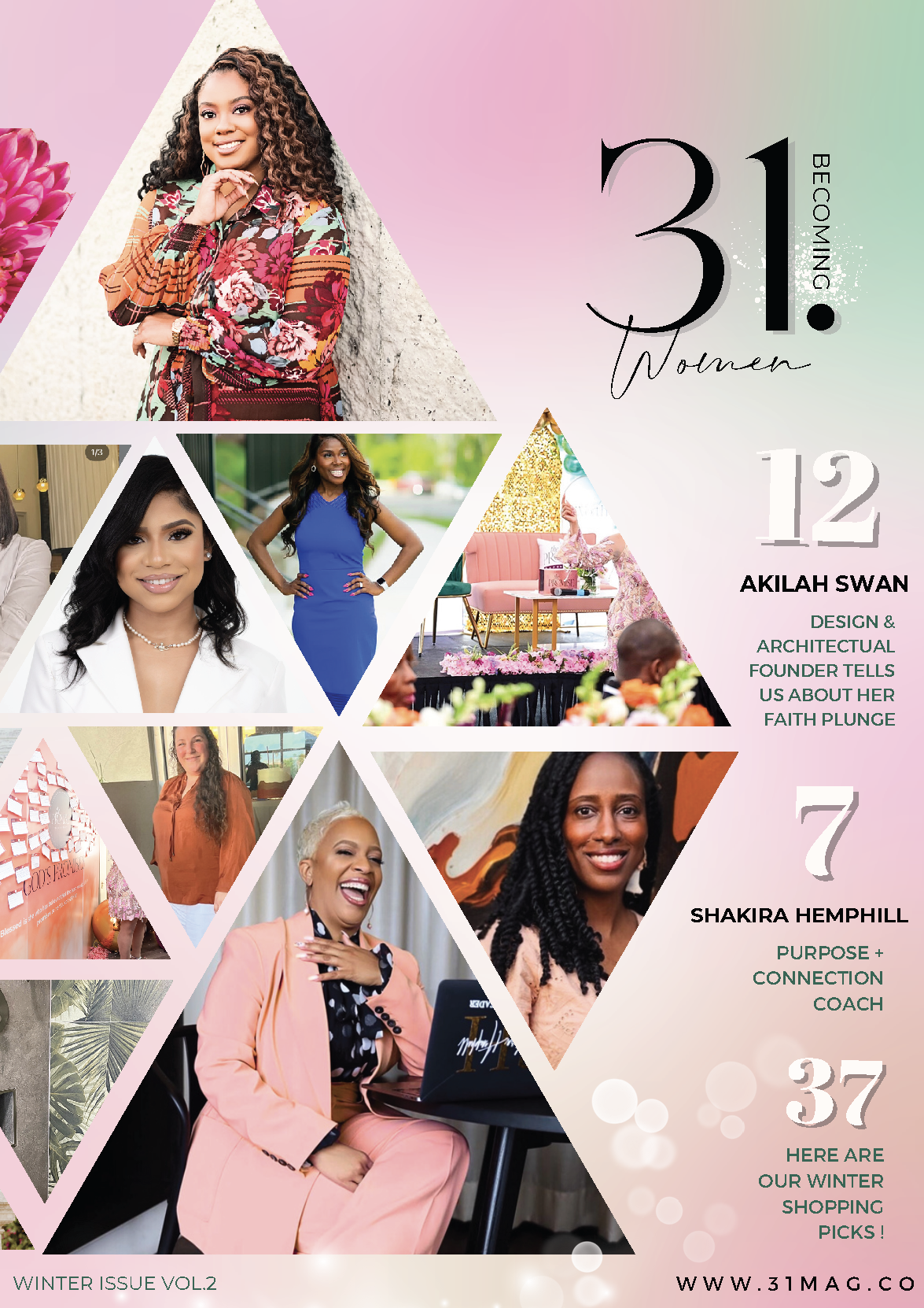 Magazine cover for "31 Becoming Women" with highlights on Akilah Swan.