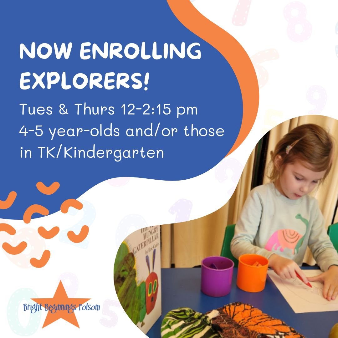 We are now enrolling for our Explorers Program for 2024-25! Explorers is held Tuesdays &amp; Thursdays from 12-2:15 pm and offers an extended day, project based, small group opportunities for preschool-aged children 4 - 5 years old and/or those curre