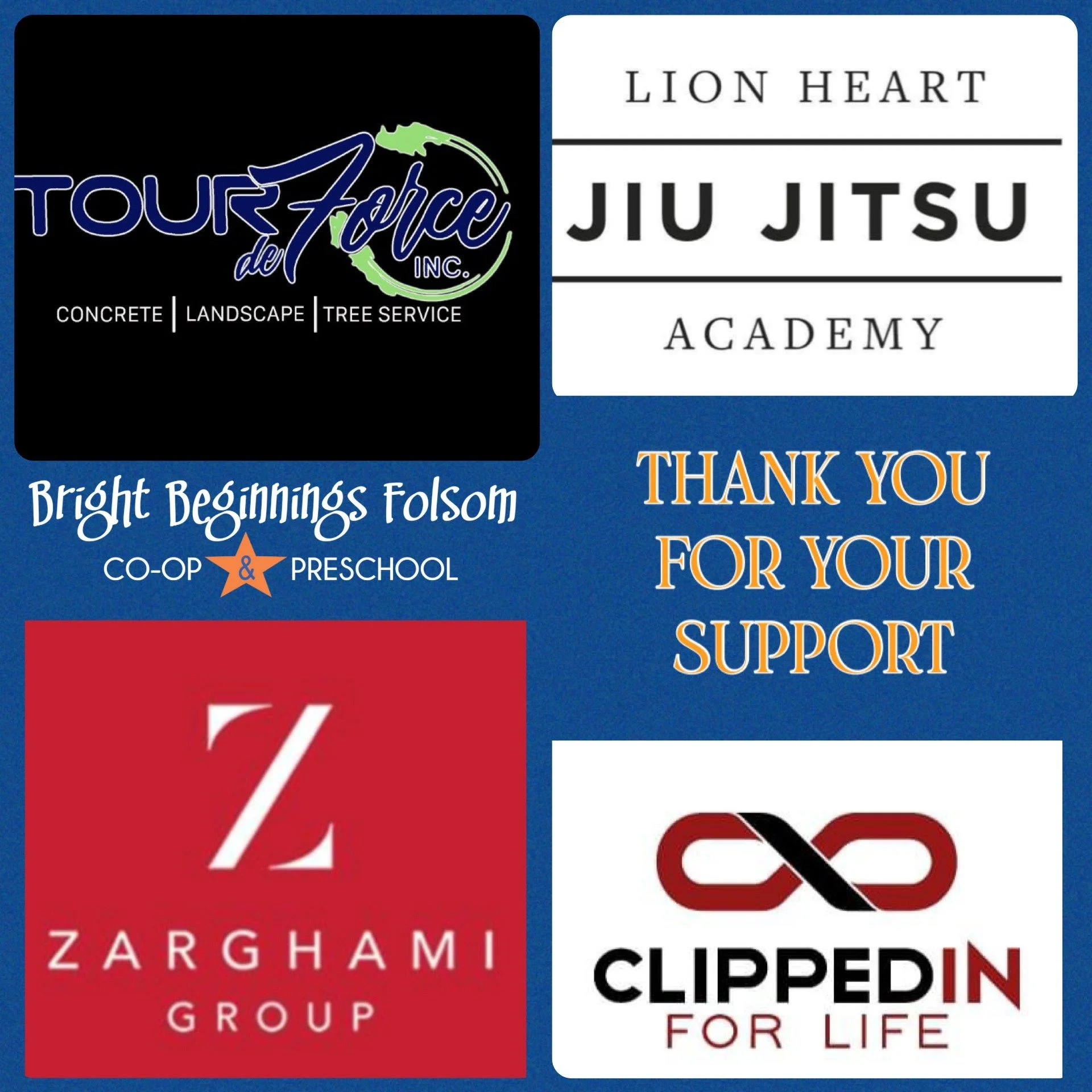 HUGE thanks to our amazing sponsors for making our Bright Beginnings Bike-a-Thon 2025 a massive success! 🚴&zwj;♀️💨 We couldn't have pedaled this far without the incredible support from:

Tour de Force Inc.

Lion Heart Jiu Jitsu Academy

Zarghami Gr