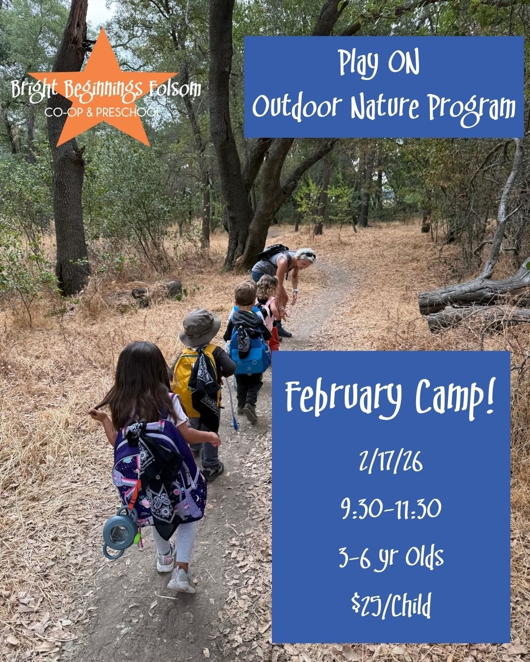 Mark your calendars!
🗓️ Our PlayON  Outdoor Nature Program is hosting a 1-Day Camp on February 17th! ✨

We&rsquo;re inviting all 3&ndash;6 year olds to join us from 9:30&ndash;11:30 AM for a morning of outdoor fun and hands-on learning.

💰 $25/chil