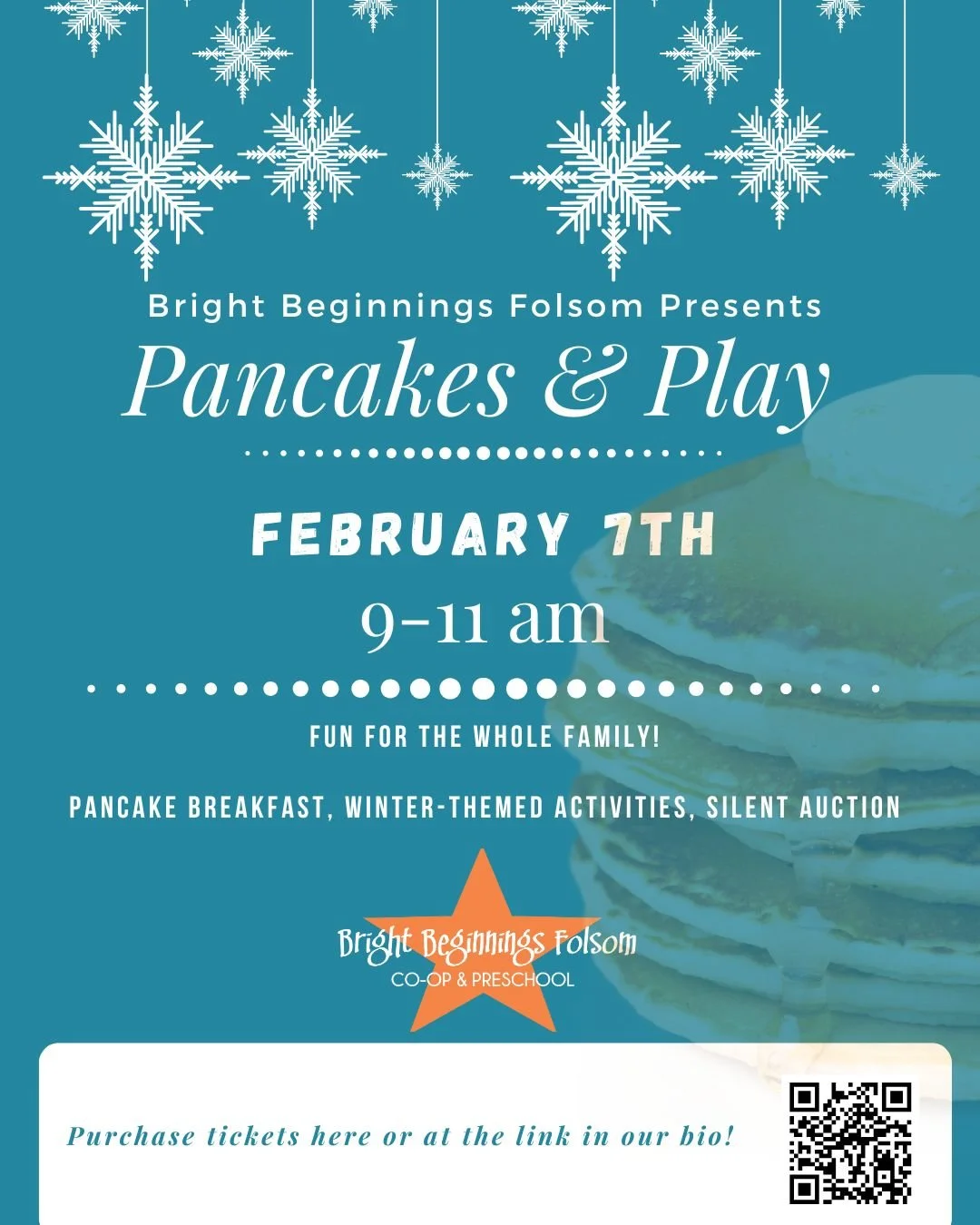 🥞 PANCAKES. PLAY. PURPOSE. 🥞

Tomorrow is the big day! Join us from 9 AM &ndash; 11 AM for a morning full of fluffy stacks and playtime. 

But don't forget: the clock is ticking on our Silent Auction! ⏳

BRAND NEW items were added to the lineup , s