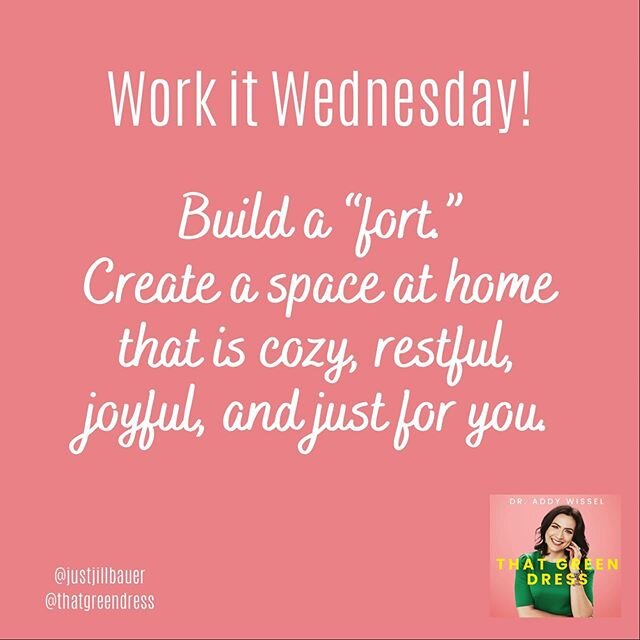 Time for the work!
.
Let&rsquo;s build a &ldquo;fort!&rdquo; This week, @justjillbauer talked about creating a space at home that is relaxing, joyful, and for you. She likened this to kids building forts; I&rsquo;d never thought of it that way!
.
Thi