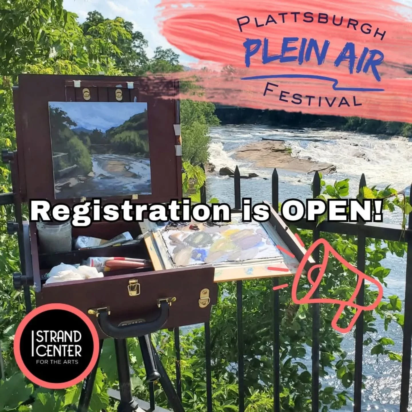 A reminder that registration for the Plattsburgh Plein Air Festival is now OPEN! 🤩 Follow the link for event details and to register https://www.strandcenter.org/plattsburgh-plein-air-festival 

This event will take place Aug. 31 - Sept. 5 with the 