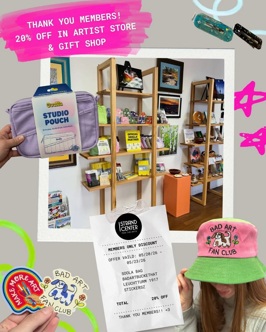 May is for Members! This week we&rsquo;re saying thank you to our members by offering a 20% off discount in our Artist Store &amp; Gift Shop! 🤩🛍️💚 

We&rsquo;re proud to promote and support local artists and art enthusiasts with a curated inventor