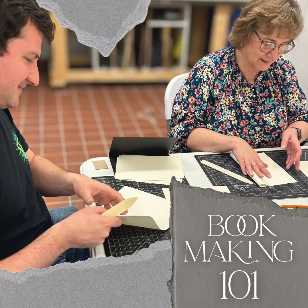 Join us for our upcoming Bookmaking 101 class next Saturday! 😁📚 There are currently 3 spots left! 

This introductory course to the art of bookmaking provides students with a foundational understanding of the medium as they create a variety of begi