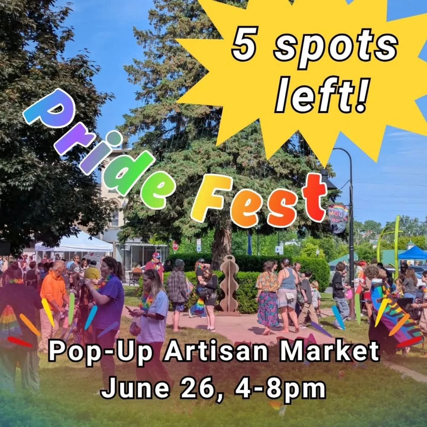 There are still several spots left for our mini pop-up Pride Artisan Market that will be during the annual Plattsburgh Pride Festival from 4-8pm on Friday, June 26th! 🤩🏳️&zwj;🌈

Similar to our Artisan Markets, vendors should be selling original wo