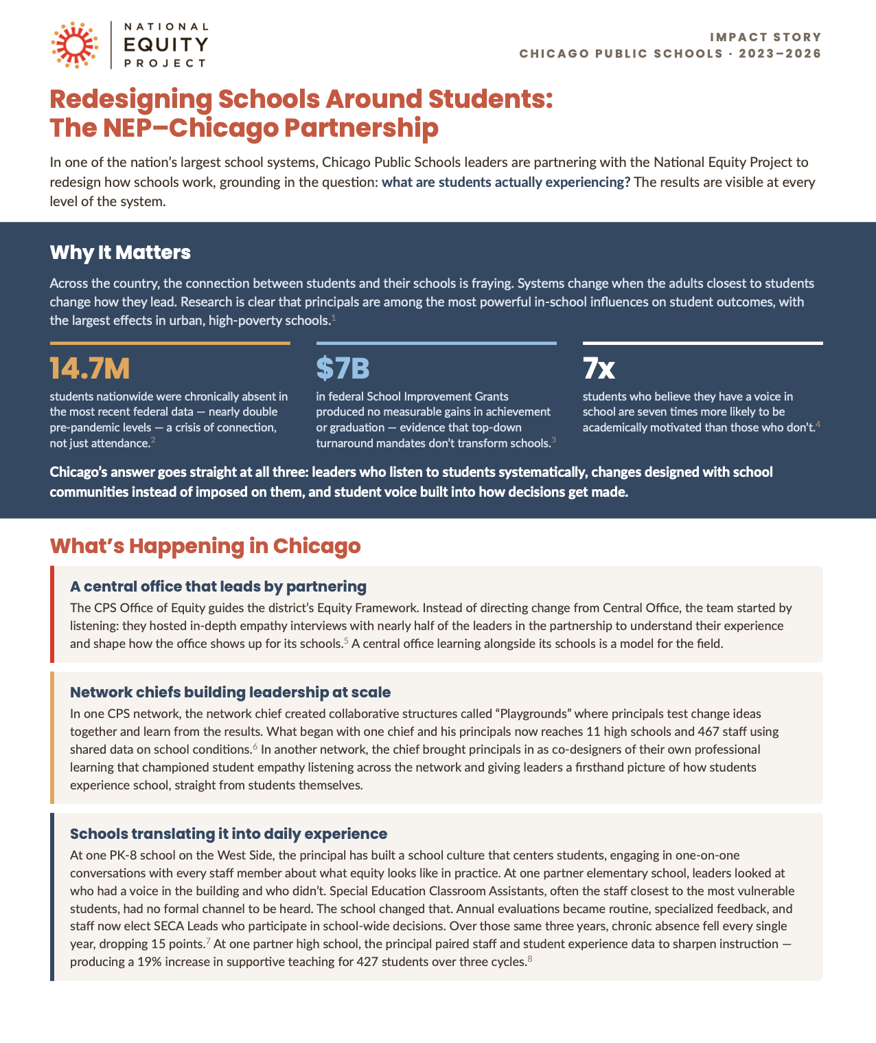 Redesigning Systems Around Students:The NEP–Chicago Partnership