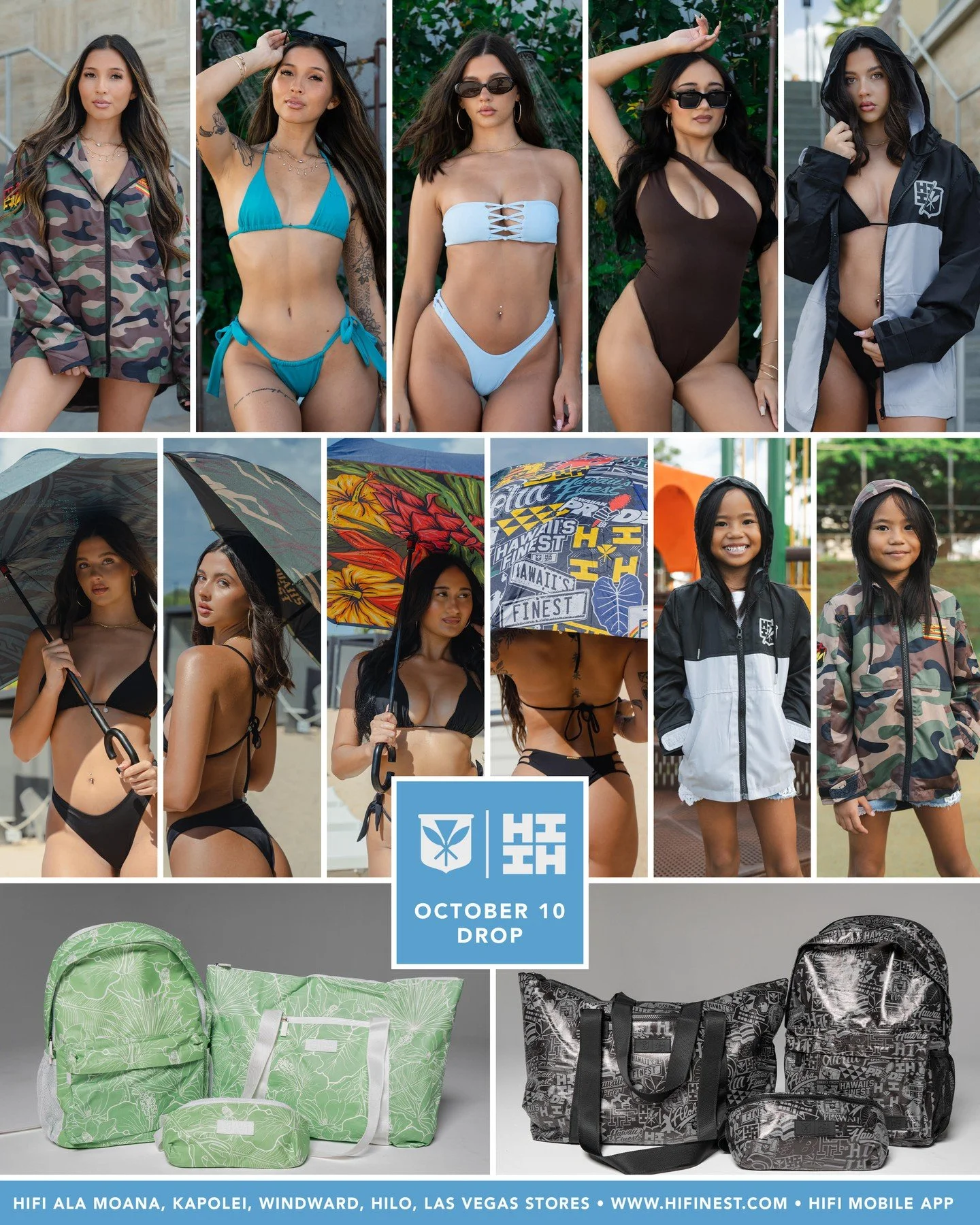 We kicking off our second week of October wit our Life in Paradise Collection! This is a Jam Packed drop from Military Jackets, Bikinis, Umbrellas and HIFI-Vek Bags. #HIFinest