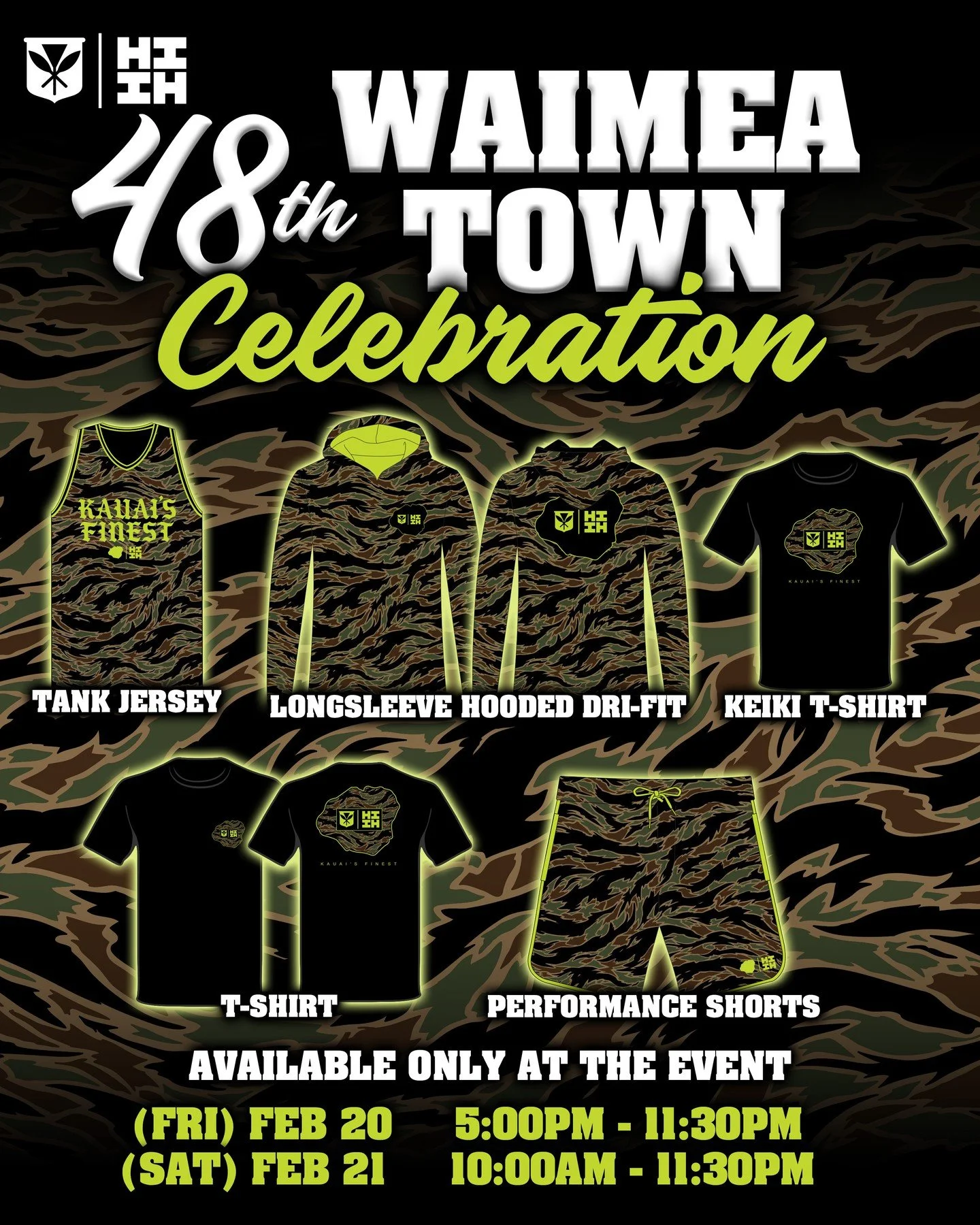 Join us today at Waimea Town Celebration from 10:00AM - 11:30PM. Exclusive Kauai Merch available here only! Shop before we&rsquo;re all out. #HIFinest
