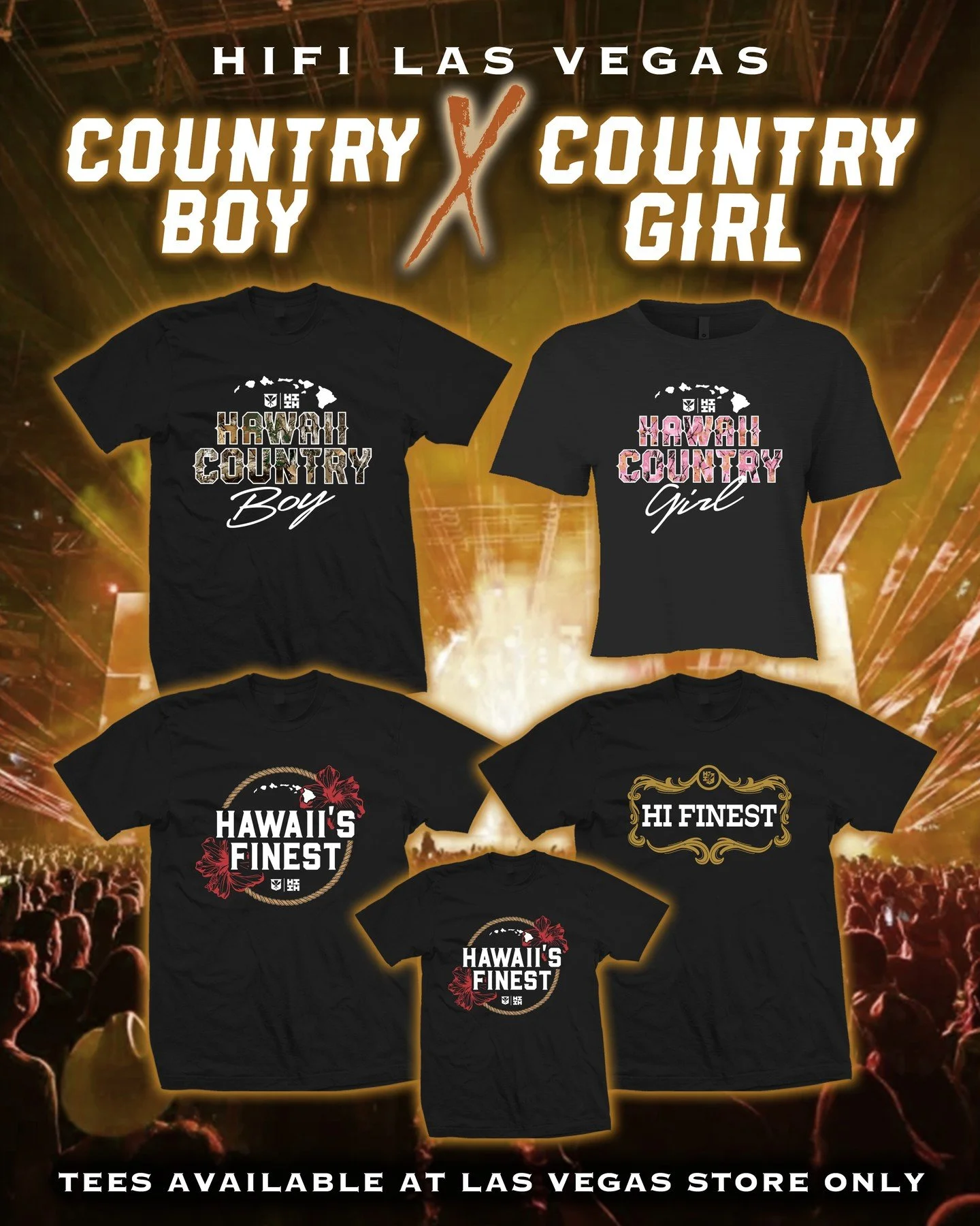 Just in time for this weekends huge country concert!

Desert nights. Country vibes. 🎶⁠
New shirts drop Friday &mdash; Hi Finest Las Vegas ONLY.⁠

Men&rsquo;s, women&rsquo;s &amp; keiki available.⁠
In-store. Limited supply. Be concert ready.⁠
⁠
#HIFi