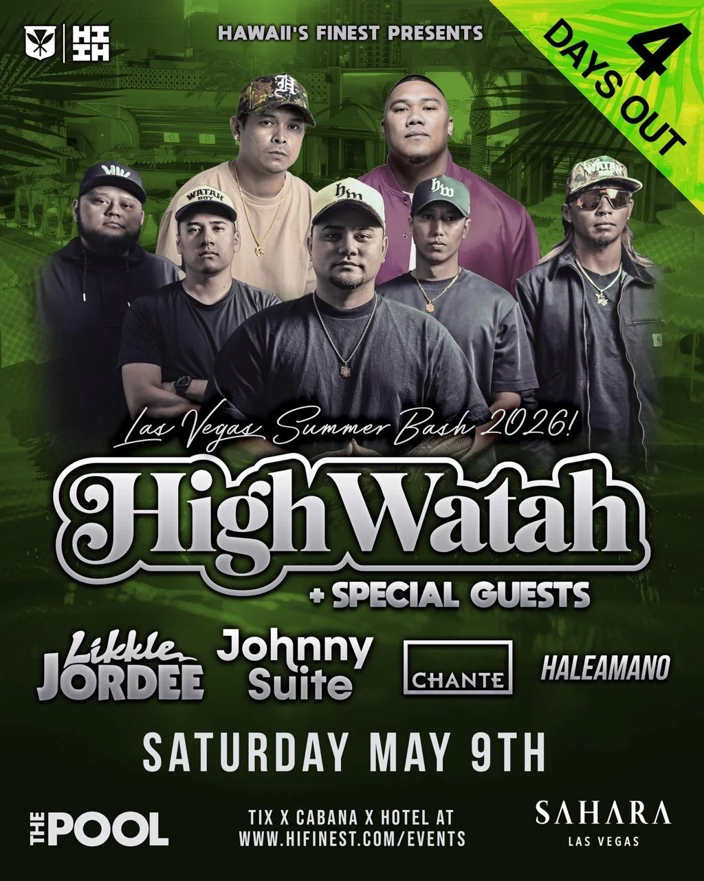 ‼️4 Days away ‼️⁠
⁠
Lock in your spot now 🎟️ High Watah live at The Pool @ Sahara. Cabanas &amp; tickets moving.⁠