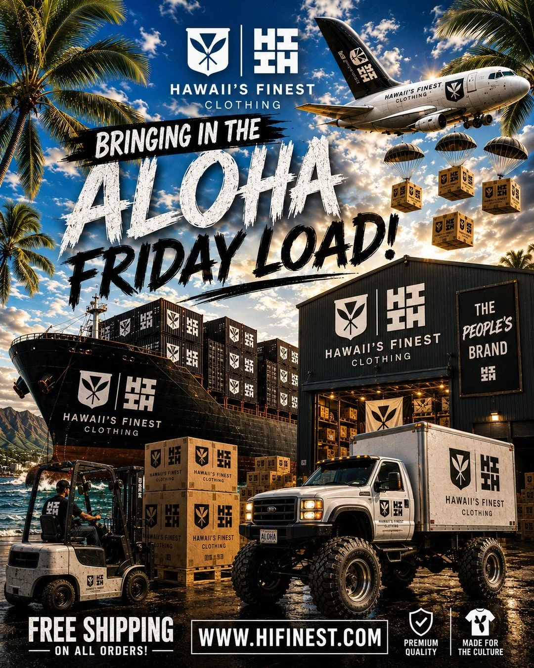 🚢🌺 The Aloha Friday Load has officially arrived!⁠
Fresh heat just landed from Hawaii&rsquo;s Finest &mdash; packed with island style, new drops, and all the aloha vibes. 🤙⁠
From the docks to your doorstep, we&rsquo;re bringing the PEOPLE&rsquo;S B