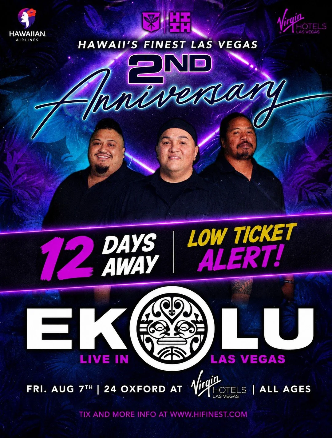 12 DAYS AWAY ‼️⁠
⁠
Join us for our 2nd Anniversary in Las Vegas featuring Ekolu. All ages are welcome, Tickets are available HIFinest.com .