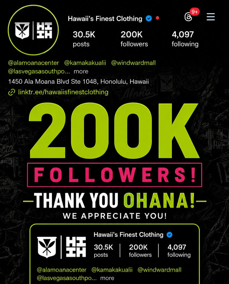 WE DID IT OHANA!⁠
⁠
We absolutely appreciate you all. In honor of our 200K following we're giving away 200 Pairs of Tickets to our Best of Hawai'i Music Festival when you come to our Makeke and shop our Pop-up Booth. #HIFinest