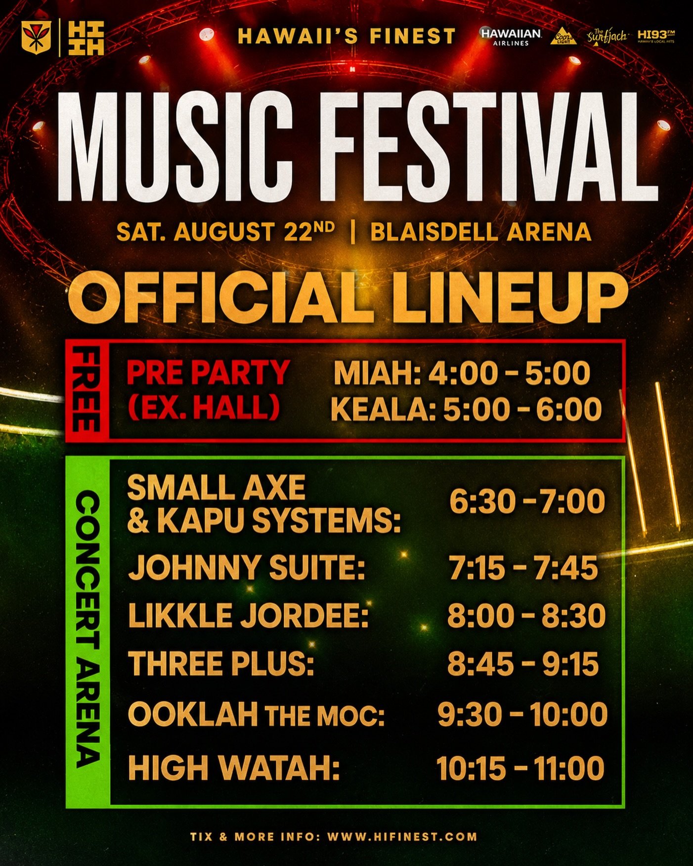Official Line Up For Tonight&hellip; A Few Tix Left At Blaisdell Box Office + HIFinest.com! Mahalo for Supporting Local Music!

#HIFinest