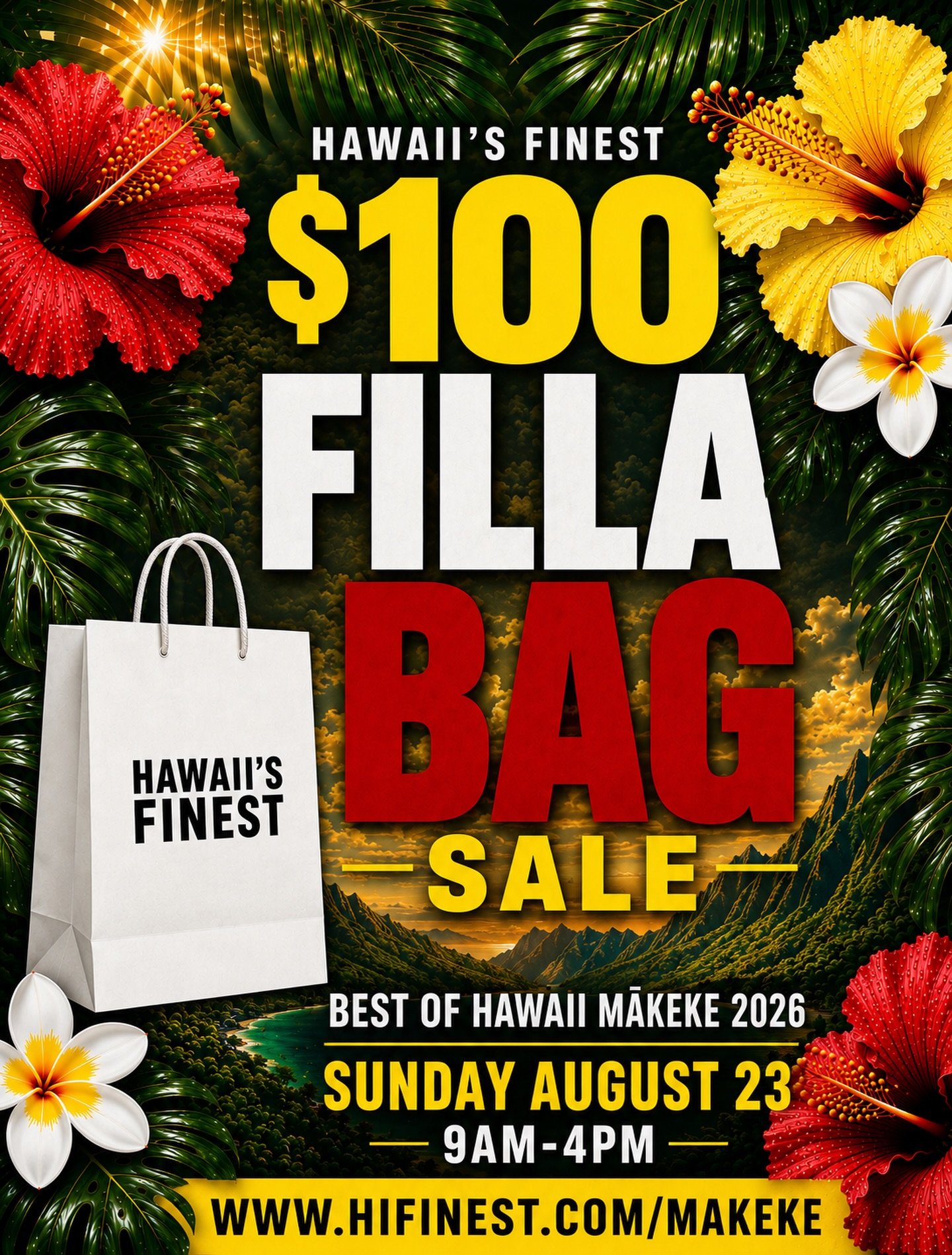 It&rsquo;s going down today - Best of Hawaii Makeke at Blaisdell Ex. Hall. $100 Fill A Bag Sale in our Sale Section! VIP Doors at 9am General Public at 10am. See you all soon! #HIFinest