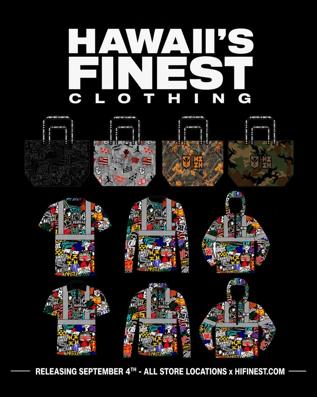 Hawaii's Finest Clothing Presents...⁠
⁠
Momona Bags x Sticker Bomb Reflective Collection. ⁠
Dropping this Friday In Store x Online ⁠
#HIFinest