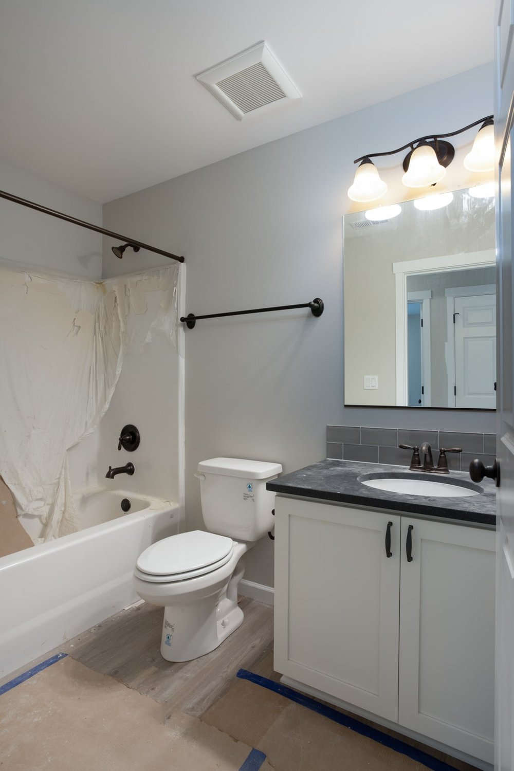 Contemporary white and grey bathroom