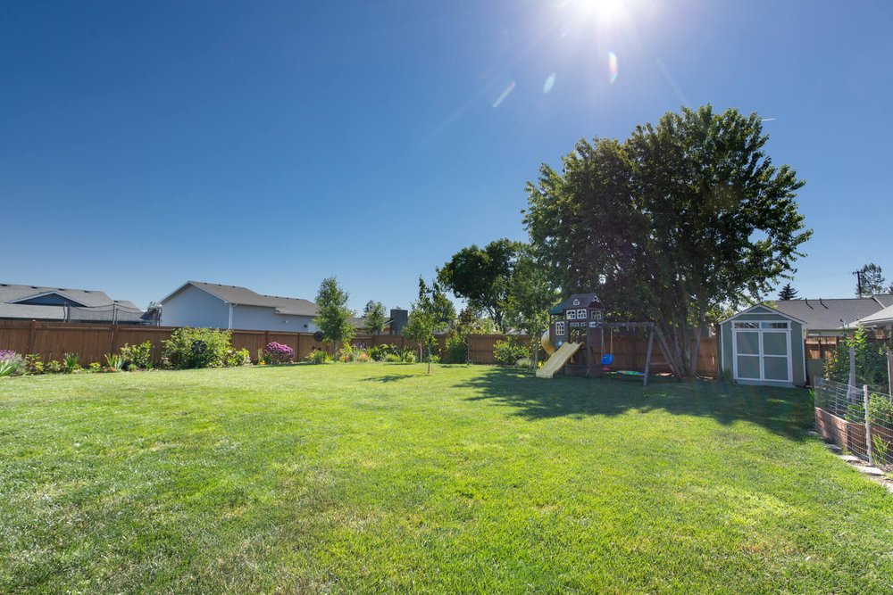 large backyard of Adair home in Tangent Oregon