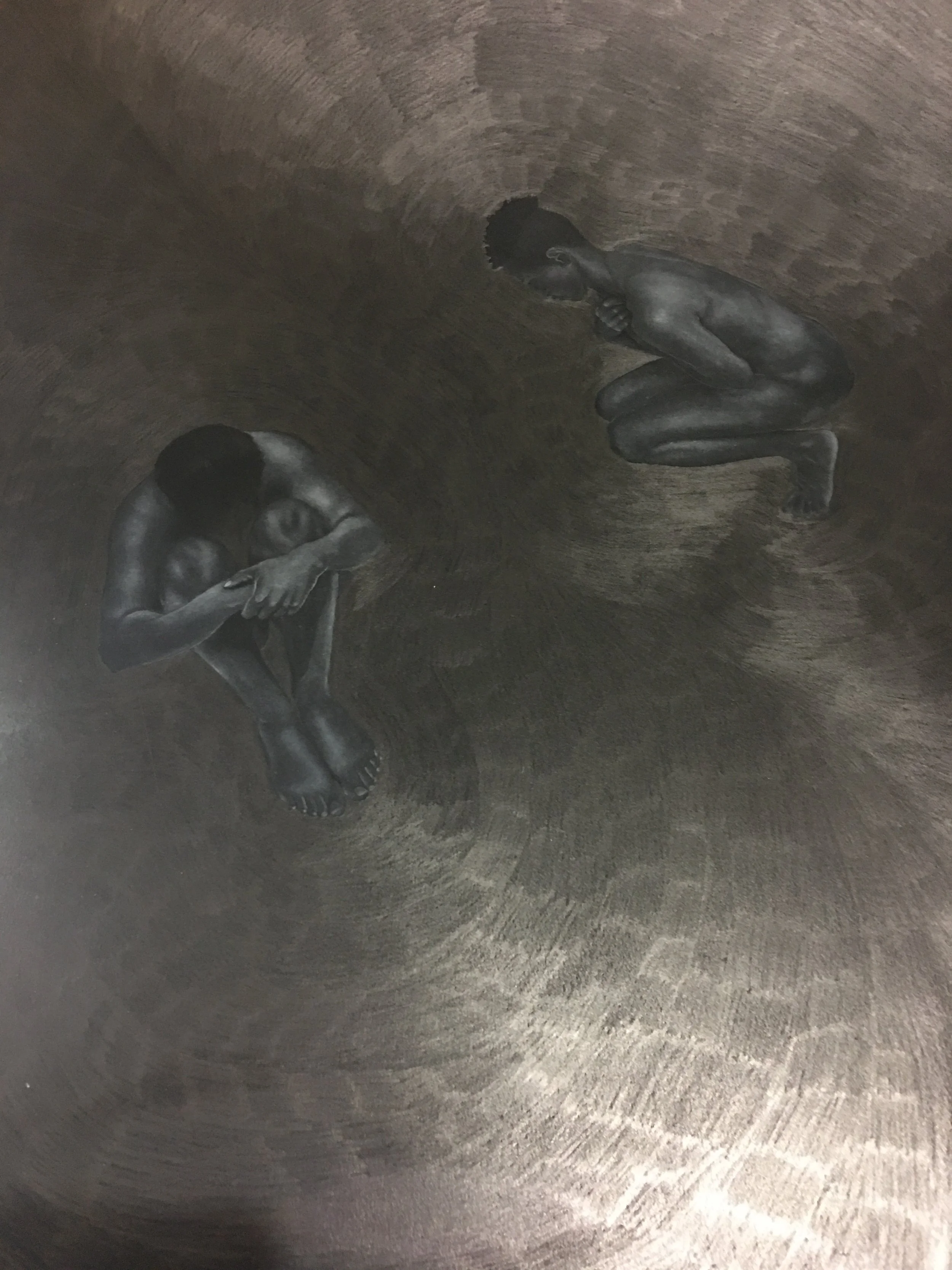 “Swimmers” 2017 White charcoal and graphite on paper. 18’’ x 24’’