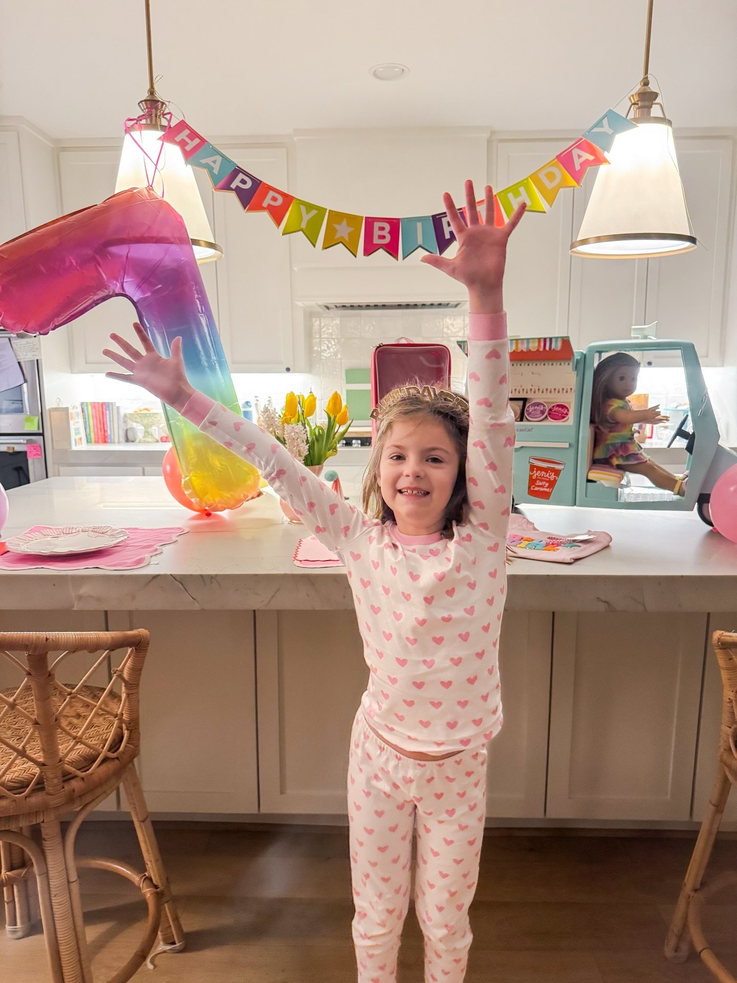 Emilia is 7! 💕 We celebrated at home this weekend because even when she wakes up with the flu on her birthday, this girl still knows how to make the best of things. Emilia is joyful, kind, smart, creative, silly, nurturing, loyal, confident, funny, 