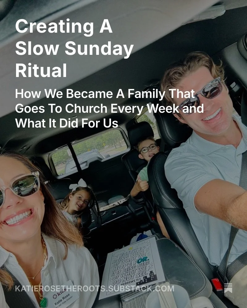Hi! My substack column this month is all about how giving up not going to church one Lent created a Sunday ritual we so badly needed. Comment READ for a link to the post about what happened when we went to church every week and tips for a slower Sund