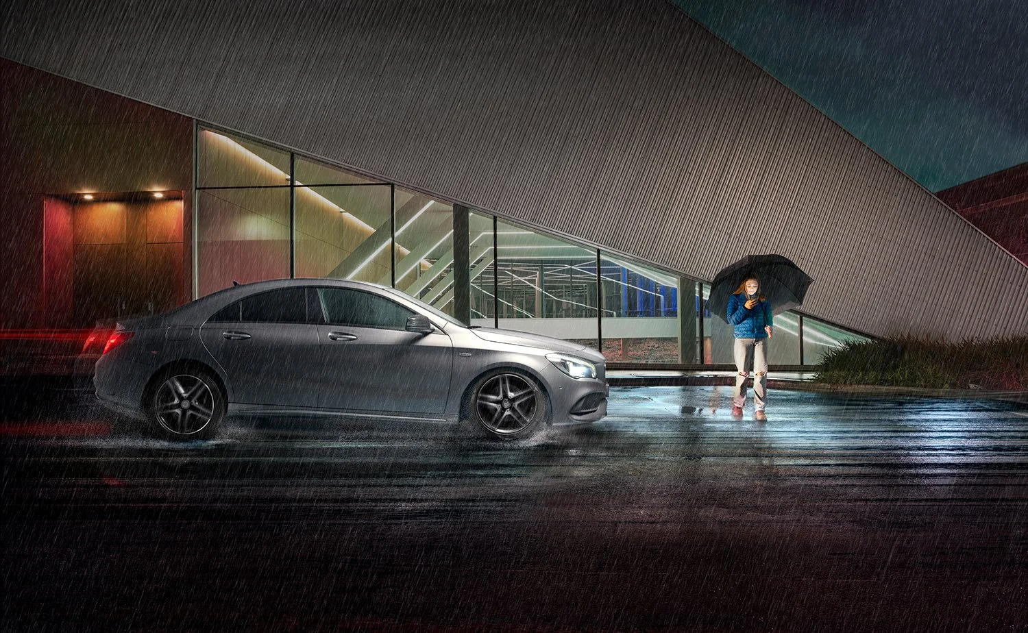 Ferodo brakes advert, car emergency stopping for pedestrian Photo by Andy Rasheed / eyefood