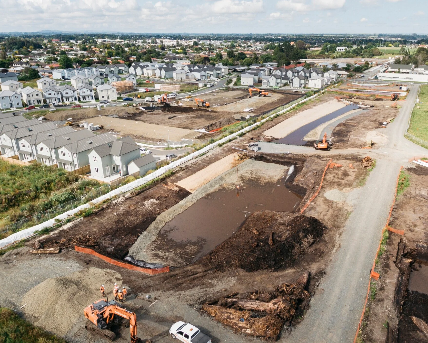 Construction of the  Awakeri Wetlands  and surrounding developments