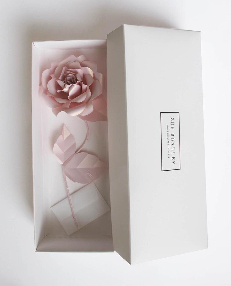 Pastel Pink Metallic Everlasting Paper Rose
