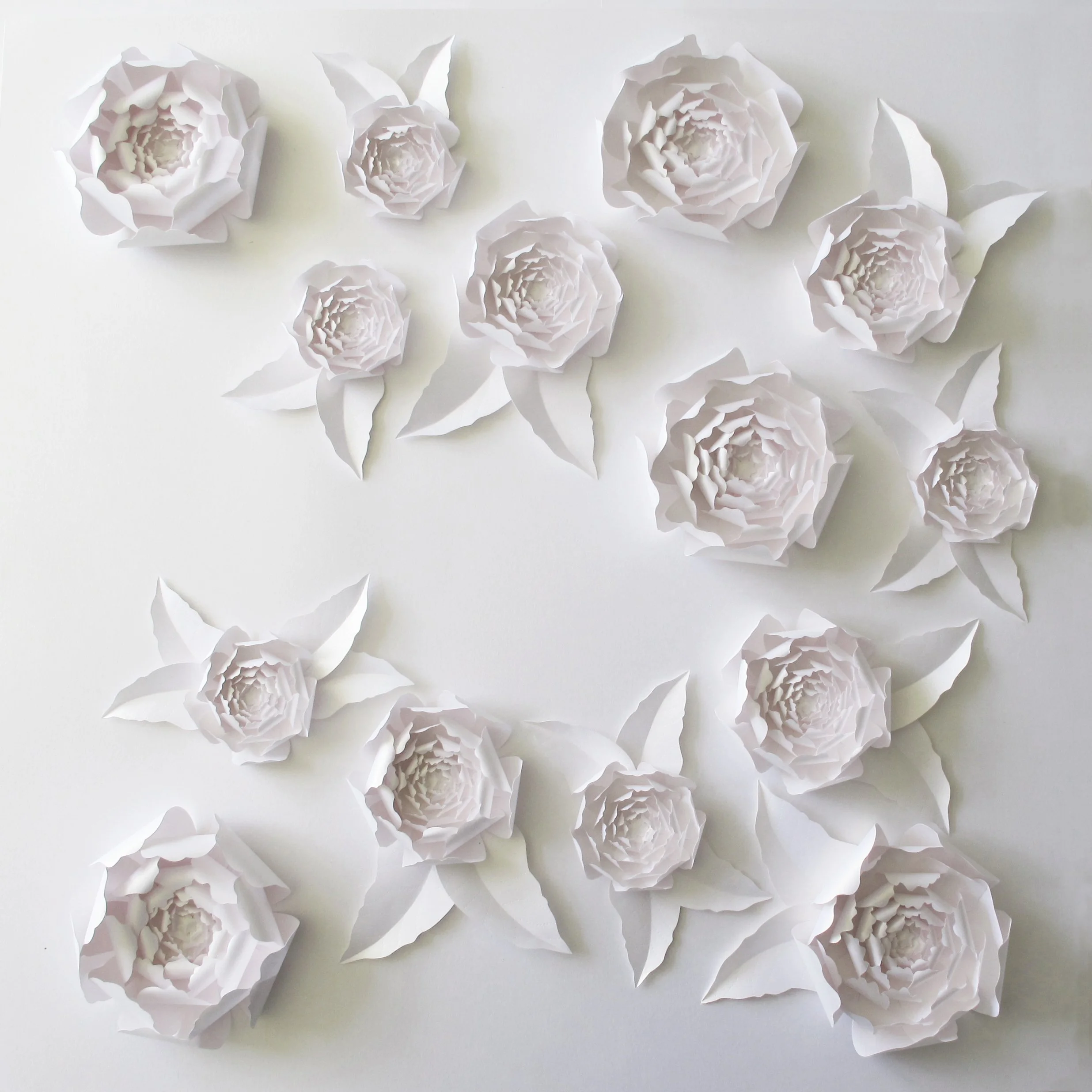 Floating Peony Branch White Series Sculpture - unframed
