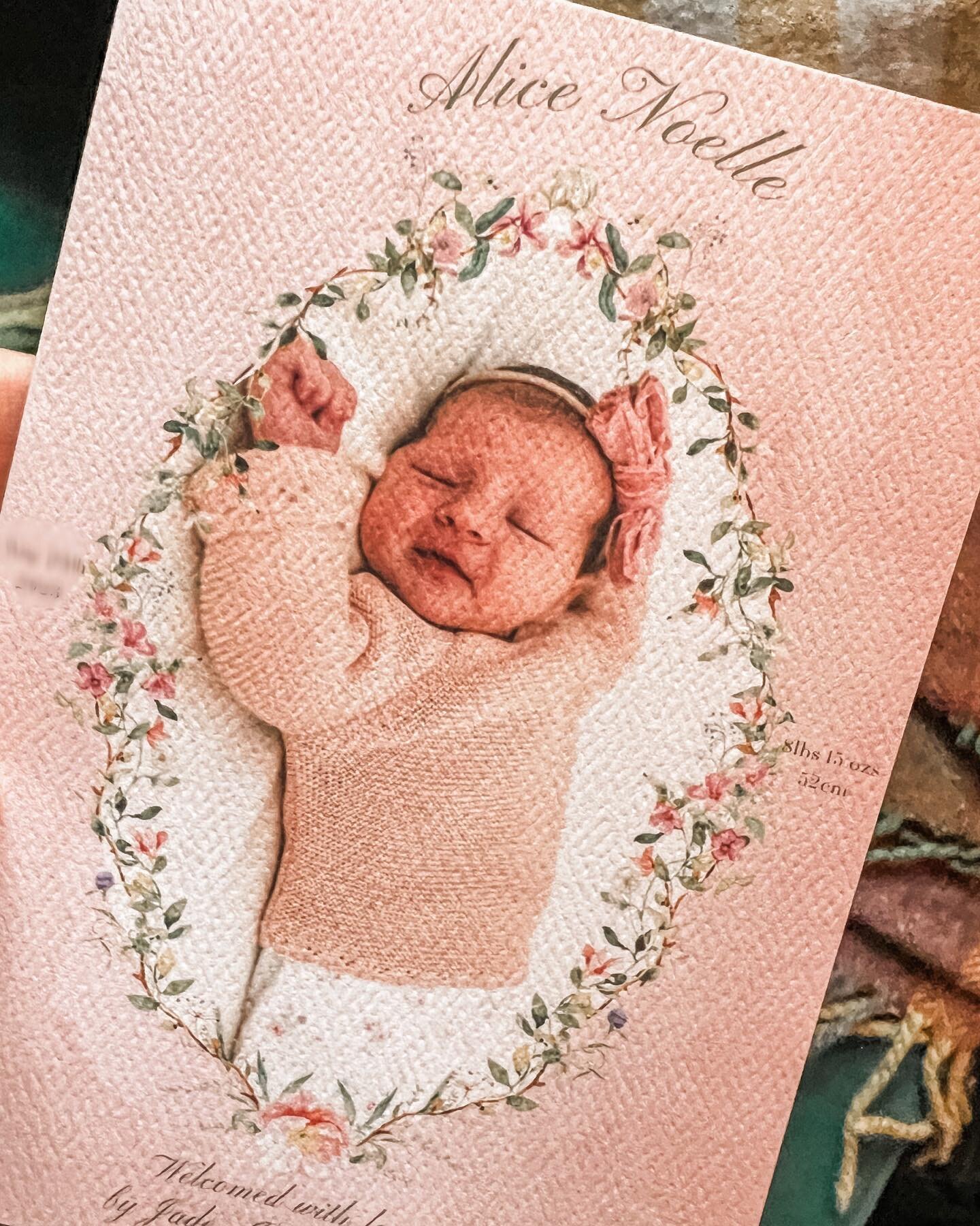 🌸 Welcome Cards, painted, designed &amp; printed for perfect Baby Alice.