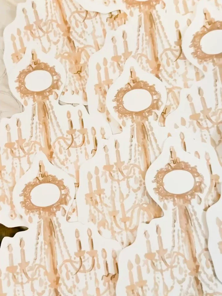 ✨ The chandeliers @theadaremanor are a vibe. 
We reimagined them as a menu, handpainted &amp; front and back print formatted for diecut with our brilliant printers, and finished them off with ad handwritten place names. Where form and function create