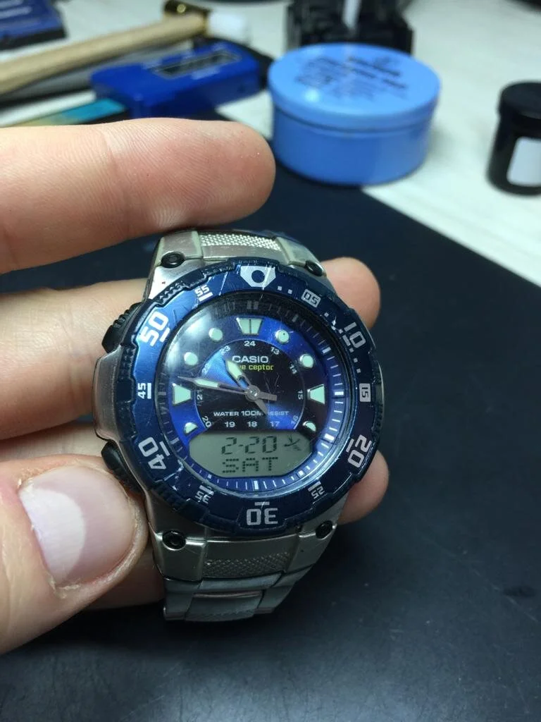 Casio Wave Ceptor 4774 - WVA 107HU in for a new battery, seal and water testing from Nottingham.