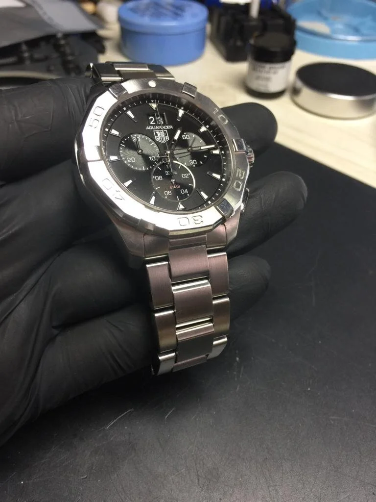 TAG Heuer Aquaracer watch CAY1110-0 WKY9735 in for Battery, Reseal and Polish from Hamilton, South Lanarkshire.