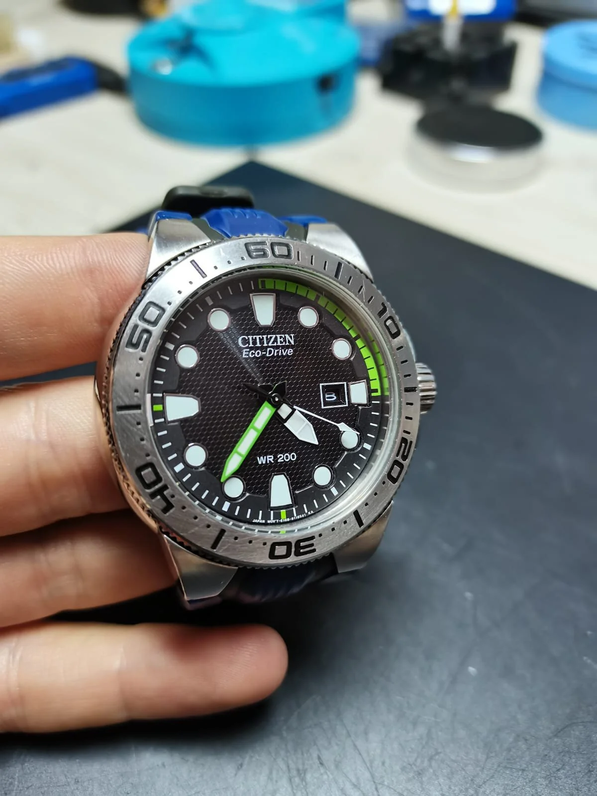 Citizen watch E168 S080100 251080643 GN-4-S in for service, new glass and clean from Haverhill, Suffolk.