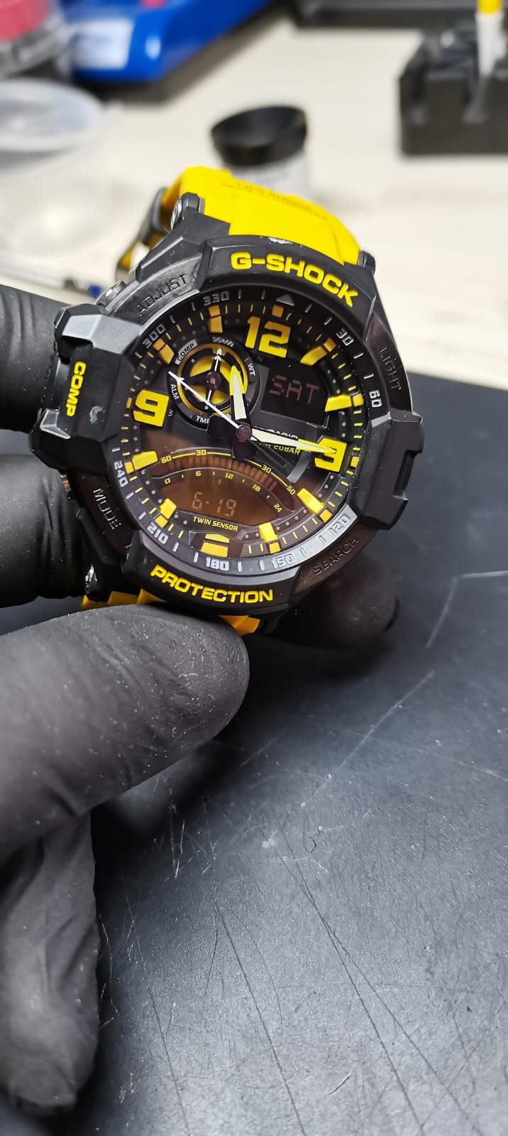 Casio yellow watch resin strap compass.jpeg