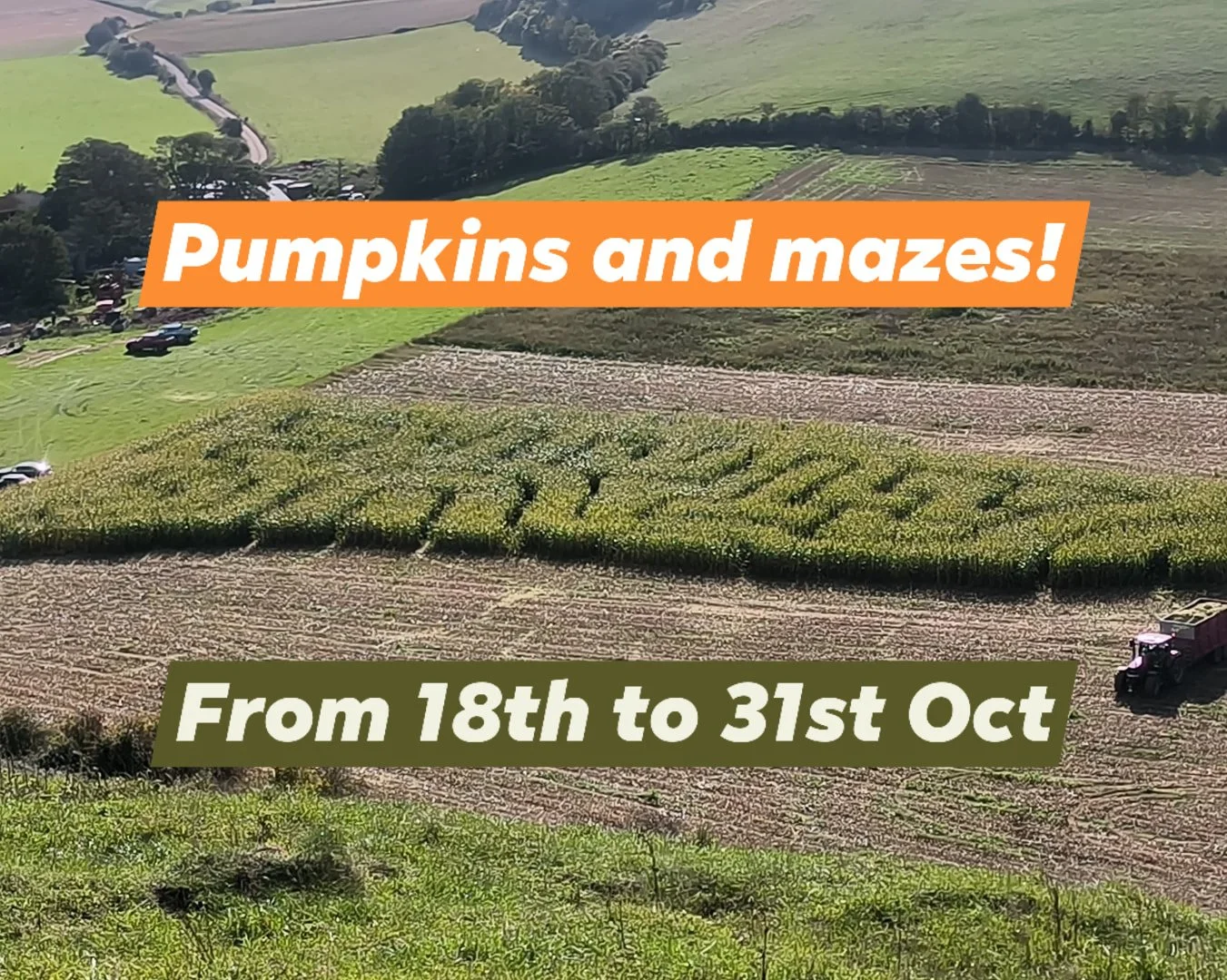 This Saturday is the day! Pumpkins are here!
From the 18th until the 31st, we will be open!
⏰️10 - 4 every day 
📍South Farm, Rodmell, BN7 3FE or w3w factually.fallen.tourist 
🎟 No entry fee for pumpkins! 

🌽 This year we will also have our Mini Ma