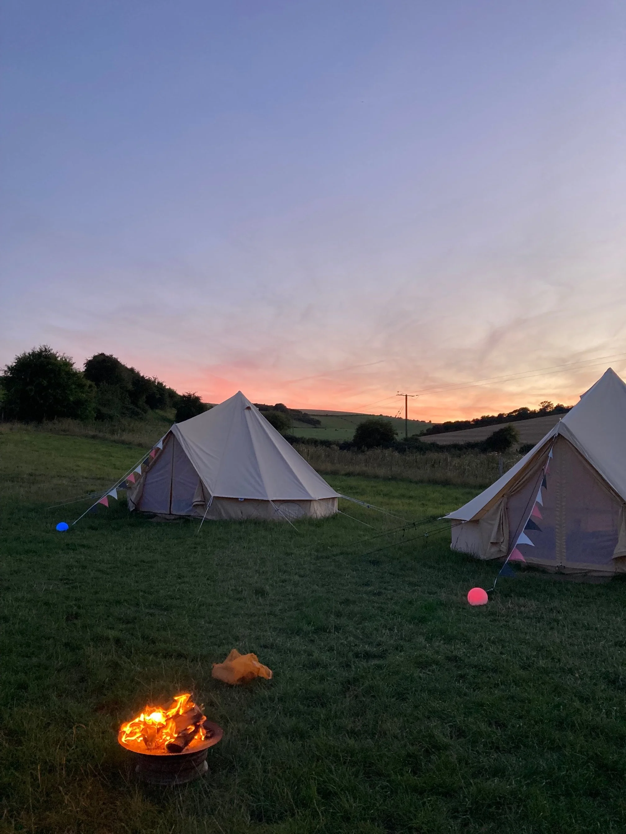 Sun setting over the campsite