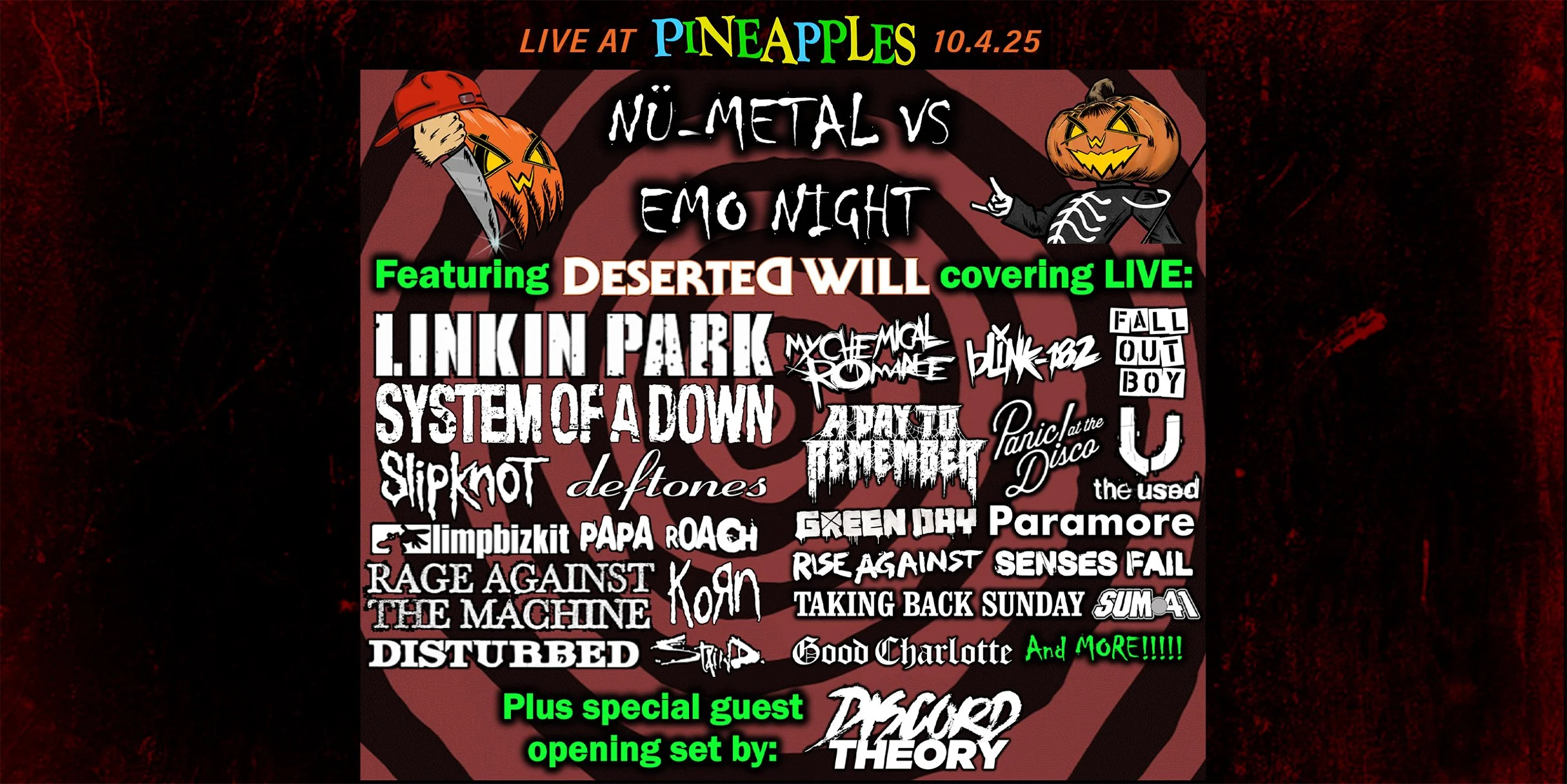 Nu-Metal vs. Emo Night w/ Deserted Will ft. Discord Thoery