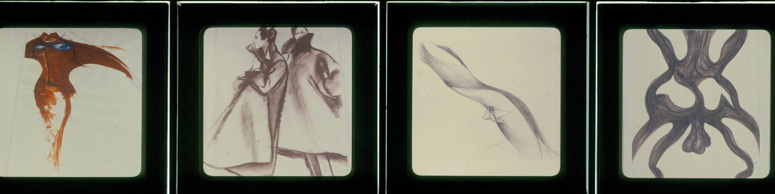  A selection of the projected artwork from the evening: Charles James' designs, as seen by Antonio and  James' fashion and erotic drawings.  