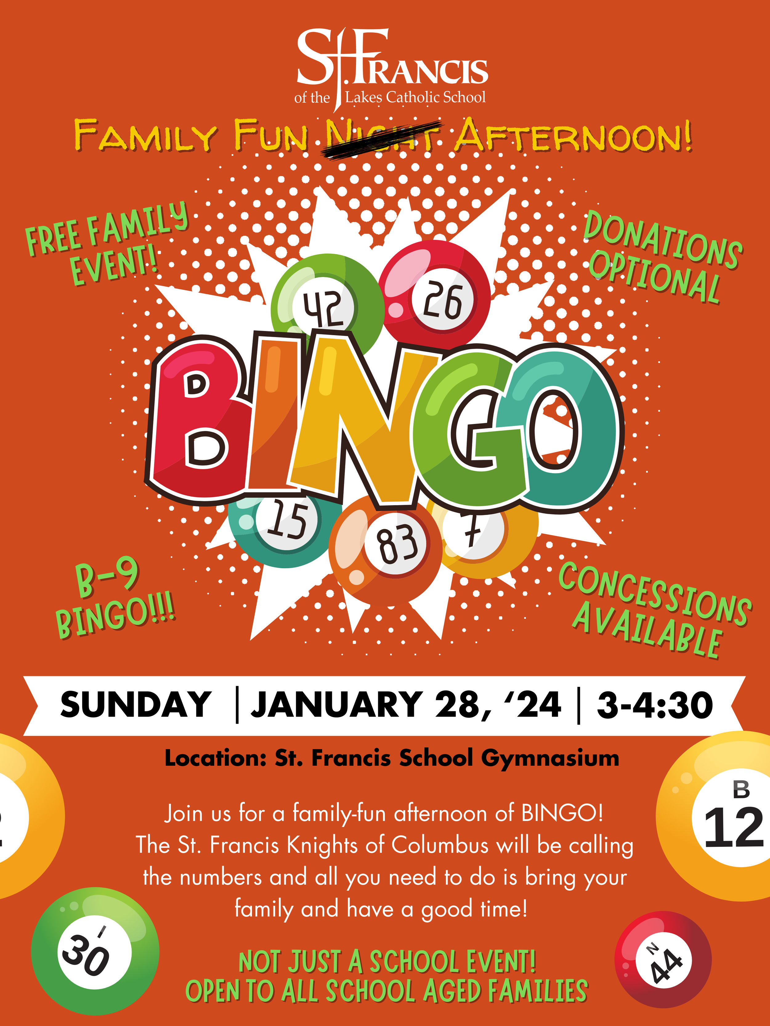 Family Fun BINGO! — St. Francis of the Lakes Catholic School