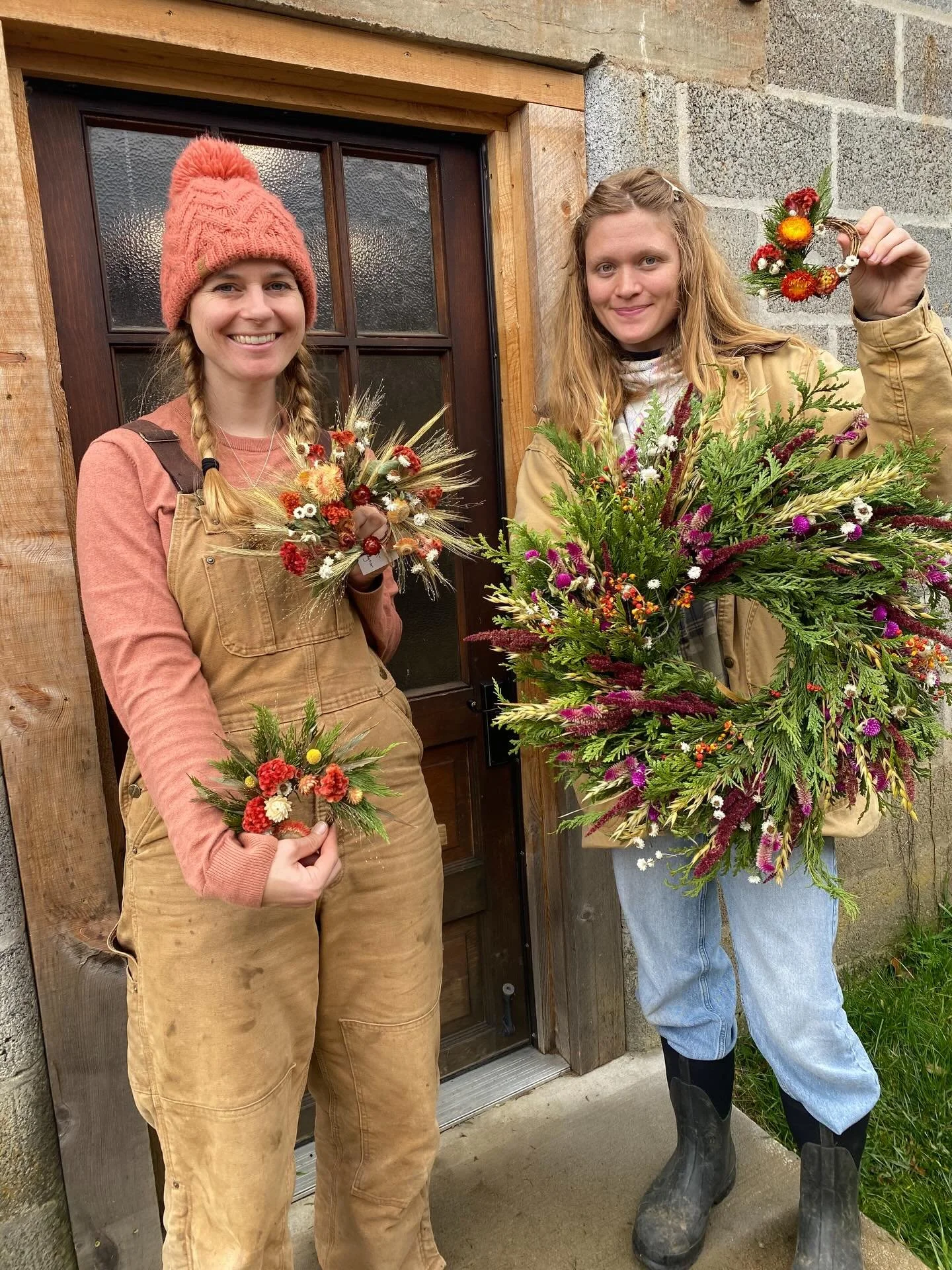 These fabulous farmer-florists have been hard at work putting the garden to rest and making you some beautiful stuff for the @floydfarmersmarket !  Please come by for your holiday needs.  We will *not* be at market next weekend- and maybe not Dec 6th