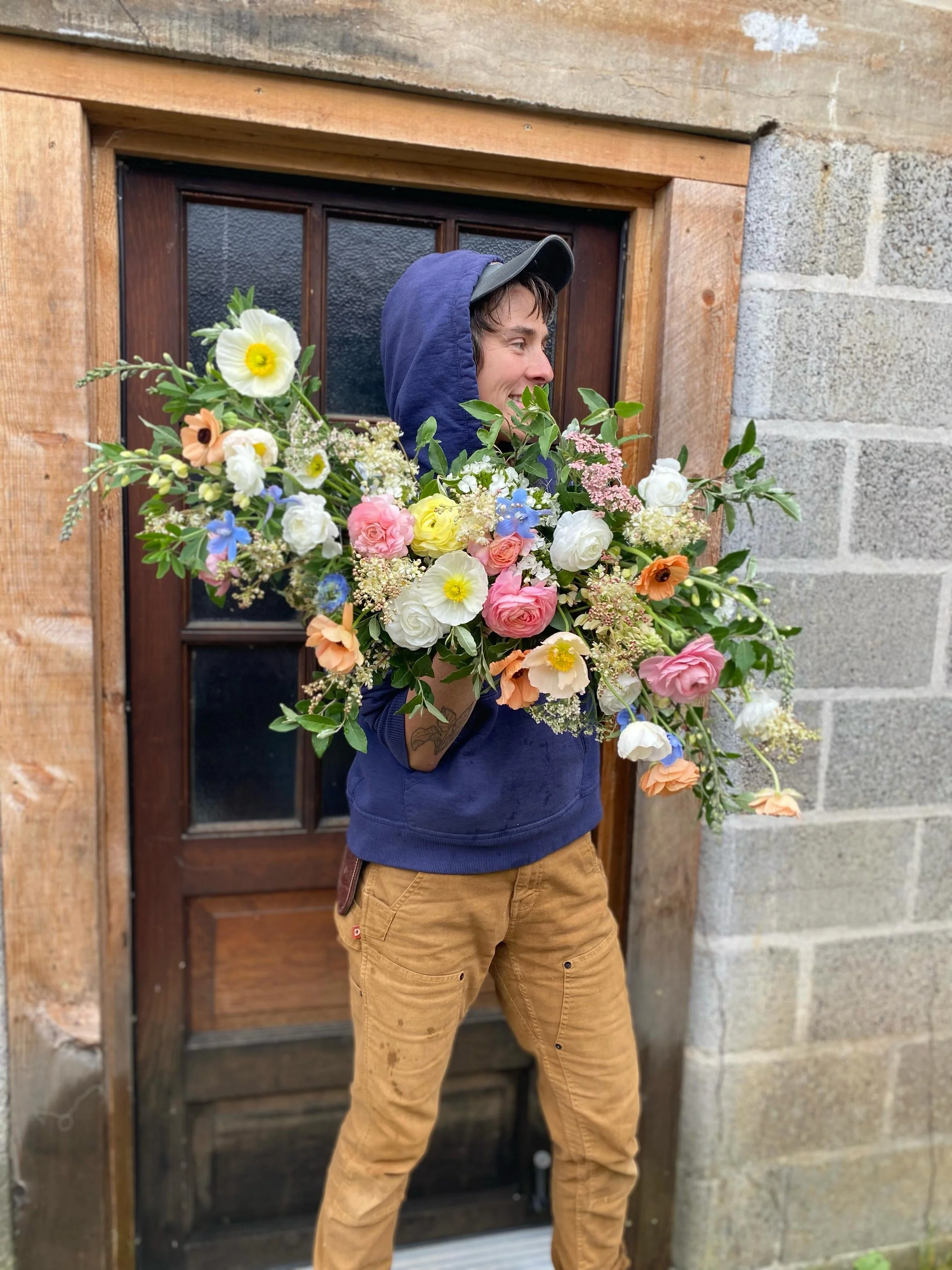 Wowza- what a week!  Emma and I planted our first flush of zinnias yesterday morning after picking, then she vibed in the greenhouse (starting our second flush of zinnias if you can believe it) while I started wedding work.  This morning, Emma preppe