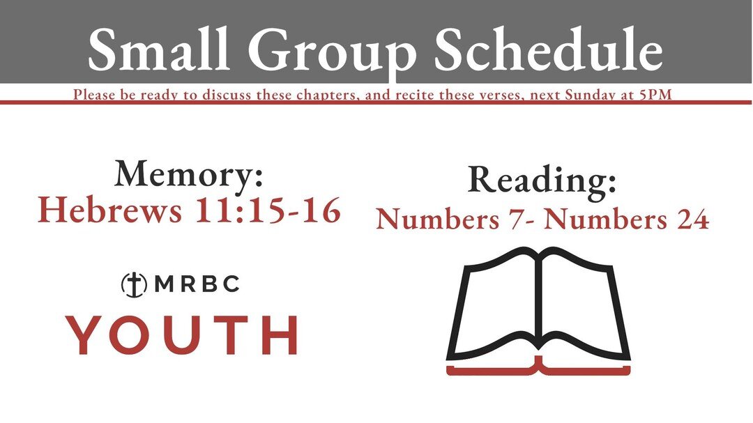 See you at Small Groups on Sunday!