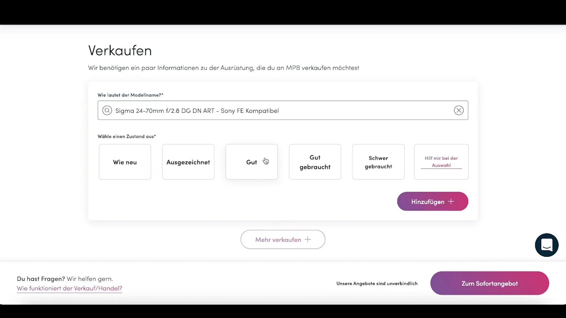 mpb qualität auswählen