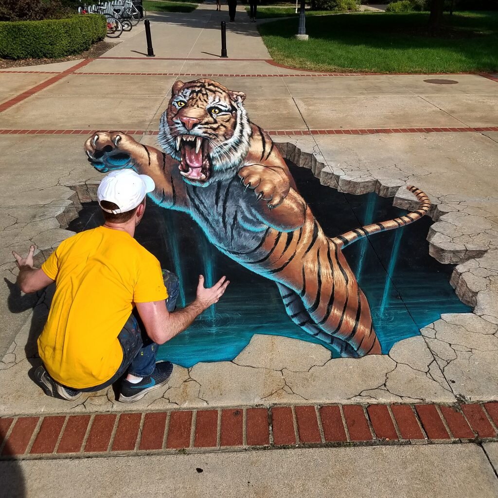 Truman The Tiger 3 D Street Art Chris Carlson 3D Chalk Artist And 