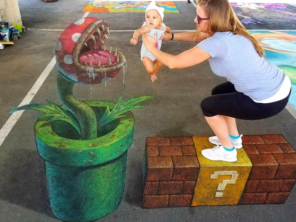 Mario+3-D+Sidewalk+Chalk+Art+Reno%2C+Nevada