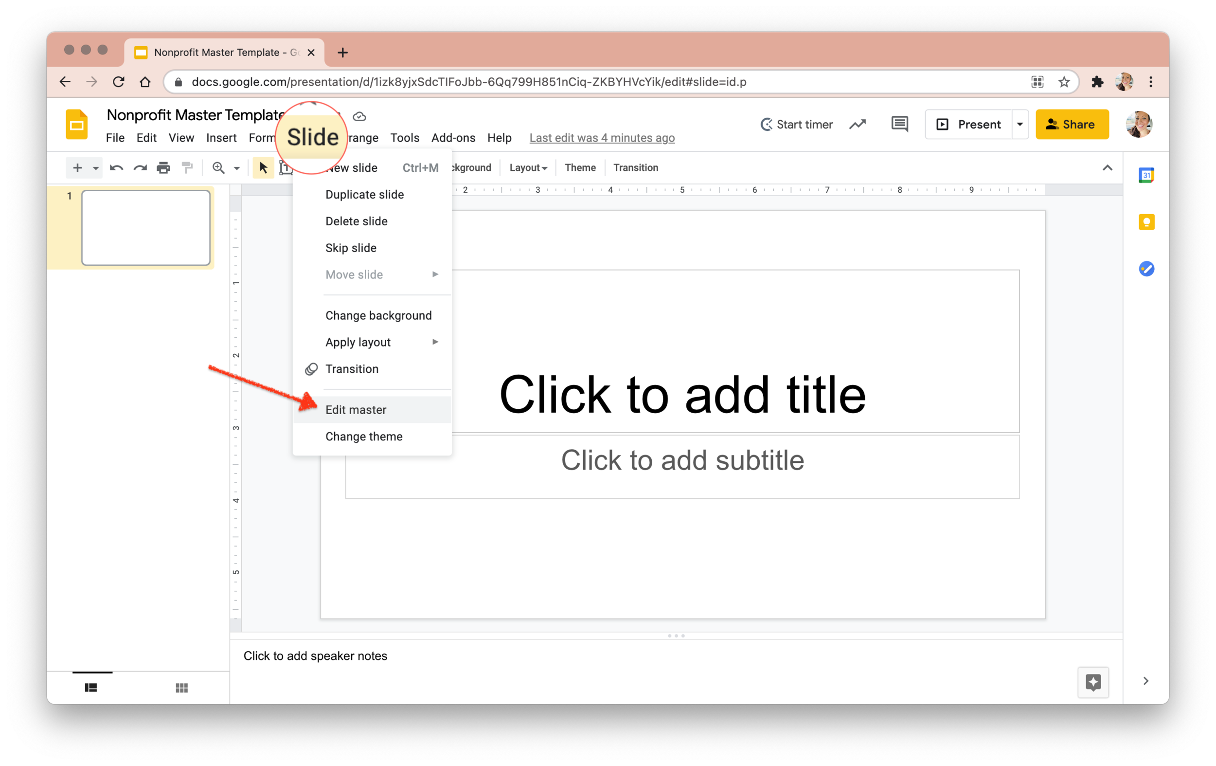 Create a Master Template in Google Slides