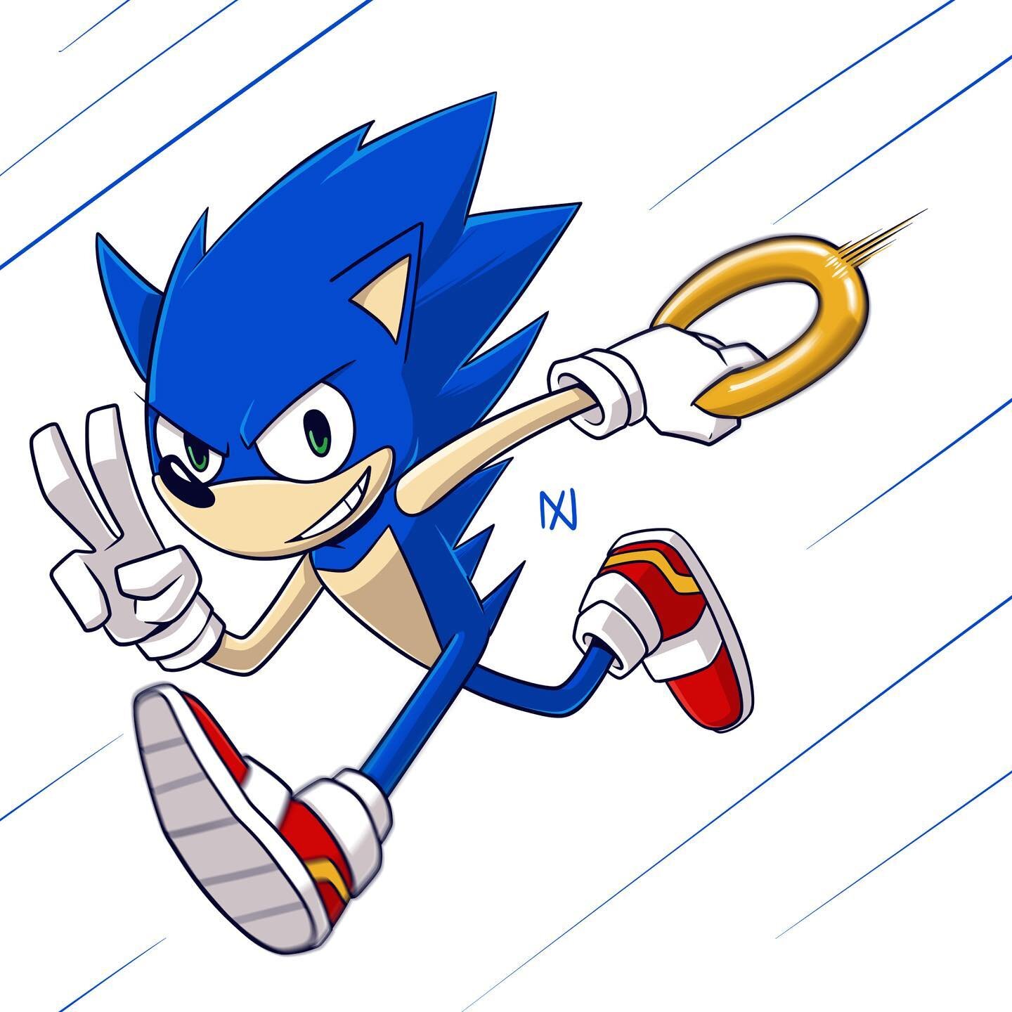 I&rsquo;m a little late to the Sonic party, but here&rsquo;s my take on the blue blur. #sonic #sonicthehedgehog 
.
#sonicfanart #sega #videogames #drawing #sketch #fanart #cartoon
